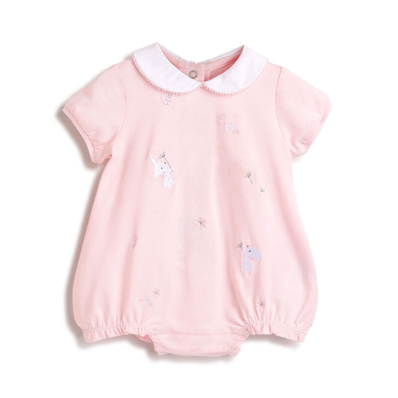 Girls Light Pink Printed Short Sleeve Rompers image number 0